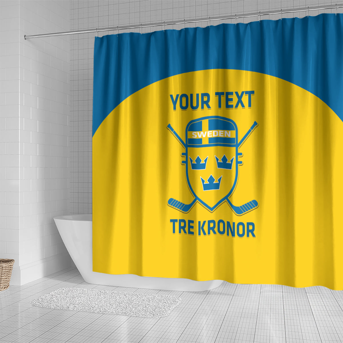 Custom Sweden Hockey Shower Curtain 2024 Go Swedish
