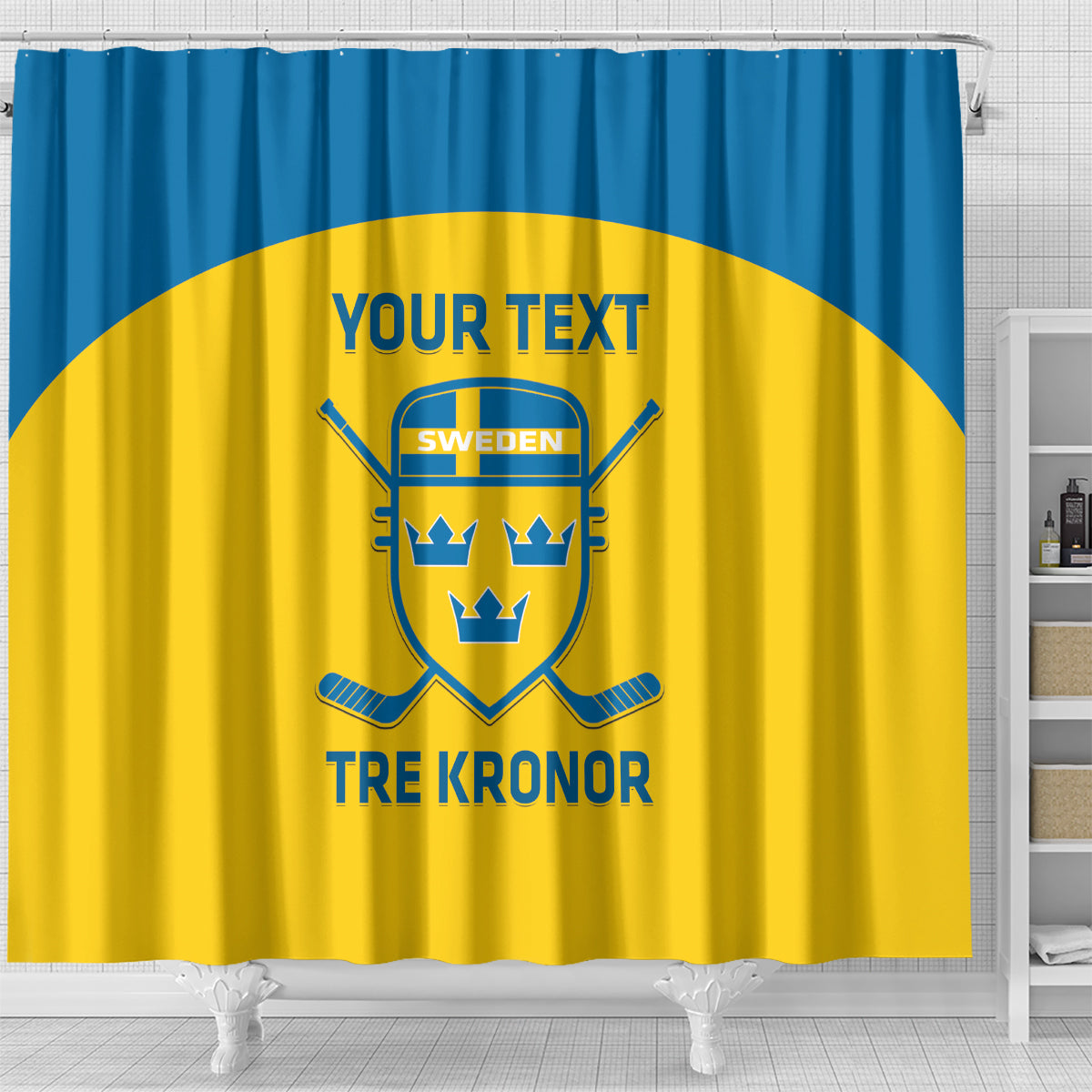 Custom Sweden Hockey Shower Curtain 2024 Go Swedish