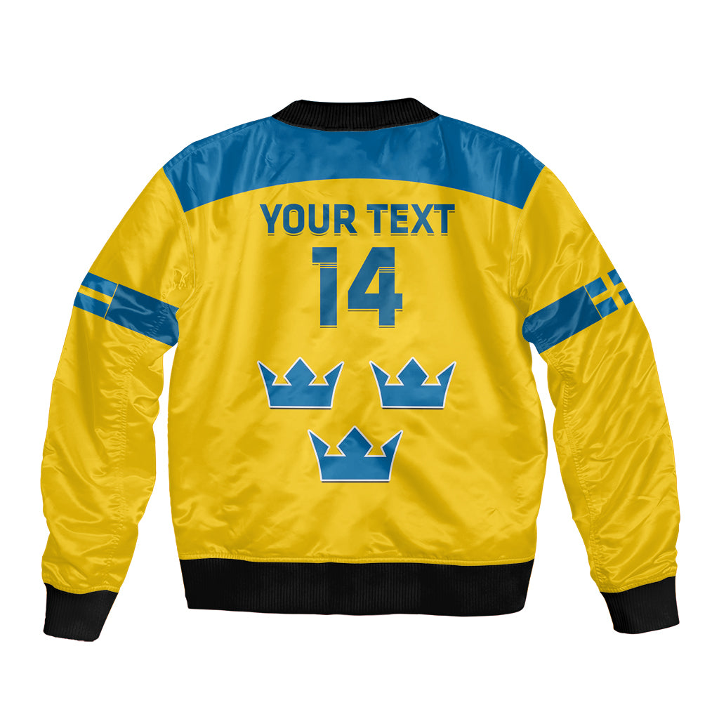 Custom Sweden Hockey Sleeve Zip Bomber Jacket 2024 Go Swedish - Wonder Print Shop