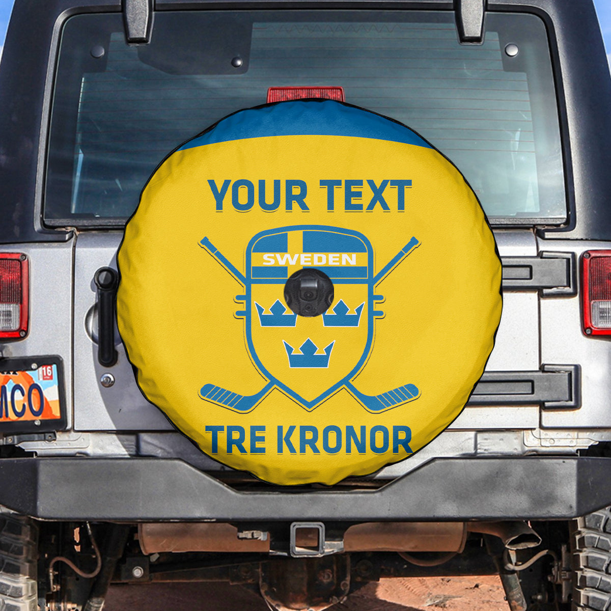 Custom Sweden Hockey Spare Tire Cover 2024 Go Swedish - Wonder Print Shop
