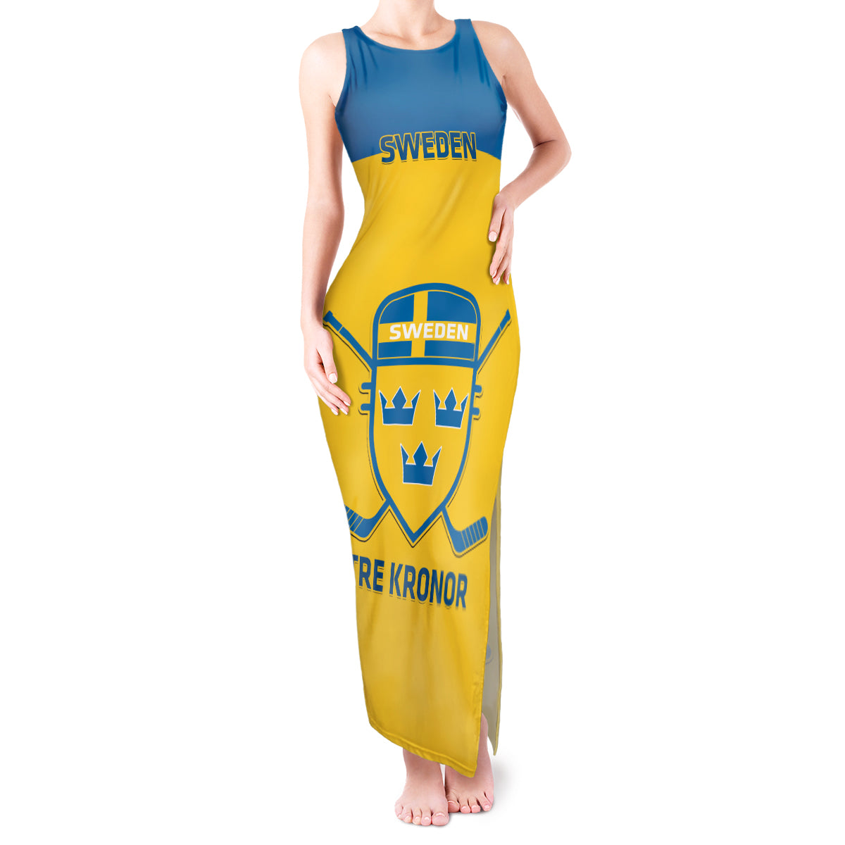 Custom Sweden Hockey Tank Maxi Dress 2024 Go Swedish - Wonder Print Shop