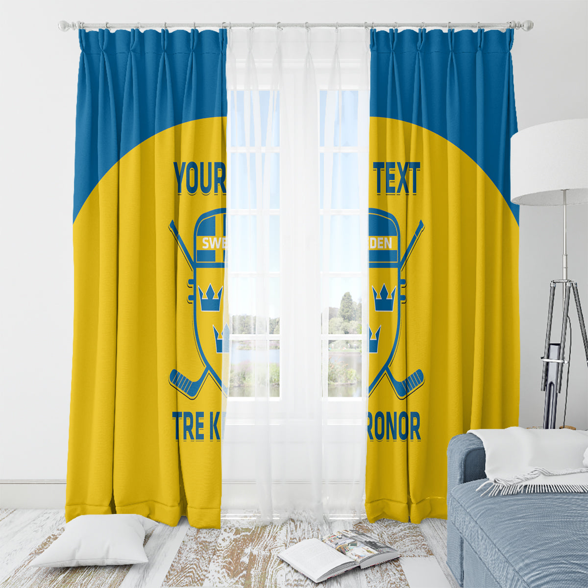 Custom Sweden Hockey Window Curtain 2024 Go Swedish - Wonder Print Shop