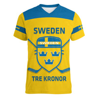 Custom Sweden Hockey Women V Neck T Shirt 2024 Go Swedish - Wonder Print Shop