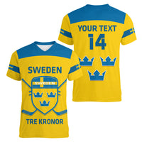 Custom Sweden Hockey Women V Neck T Shirt 2024 Go Swedish - Wonder Print Shop