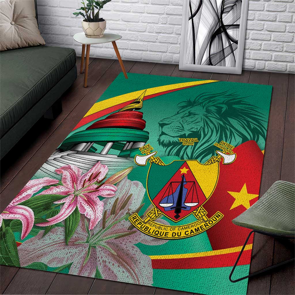 Cameroon National Day Area Rug Cameroun Reunification Monument Lily Flowers