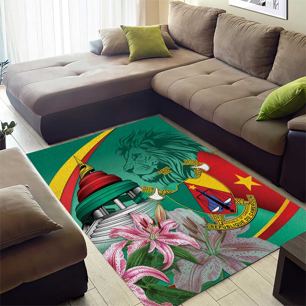Cameroon National Day Area Rug Cameroun Reunification Monument Lily Flowers