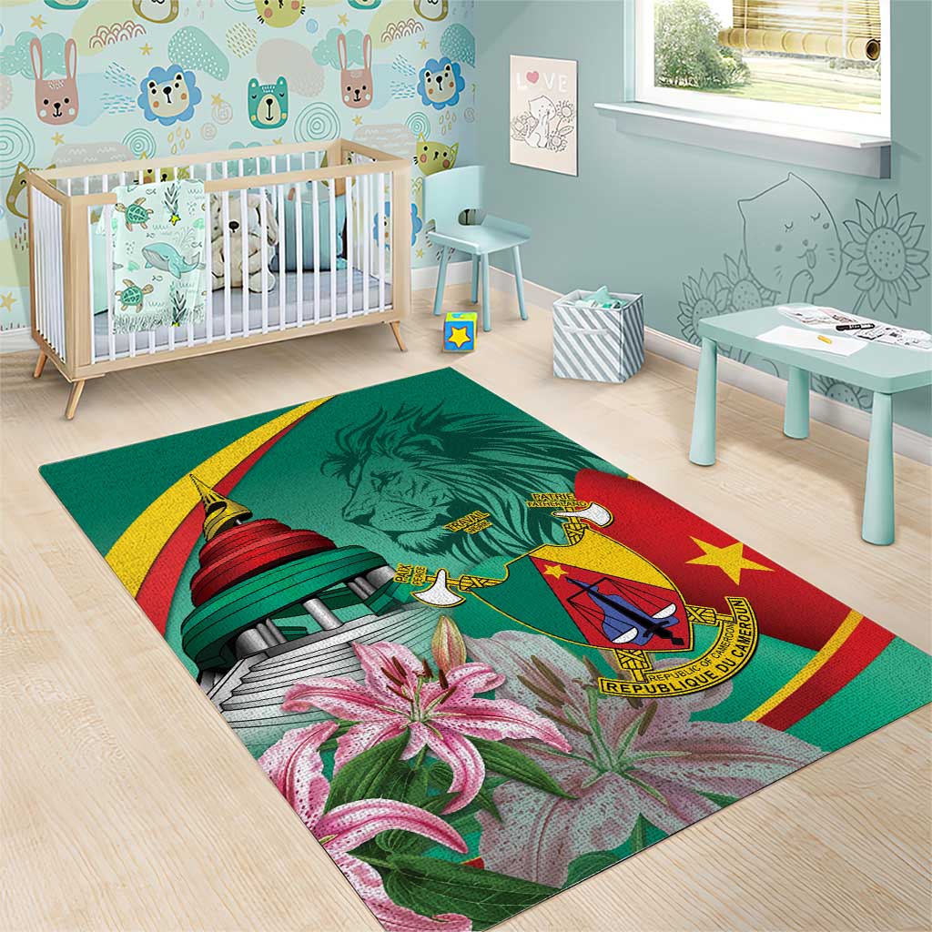 Cameroon National Day Area Rug Cameroun Reunification Monument Lily Flowers
