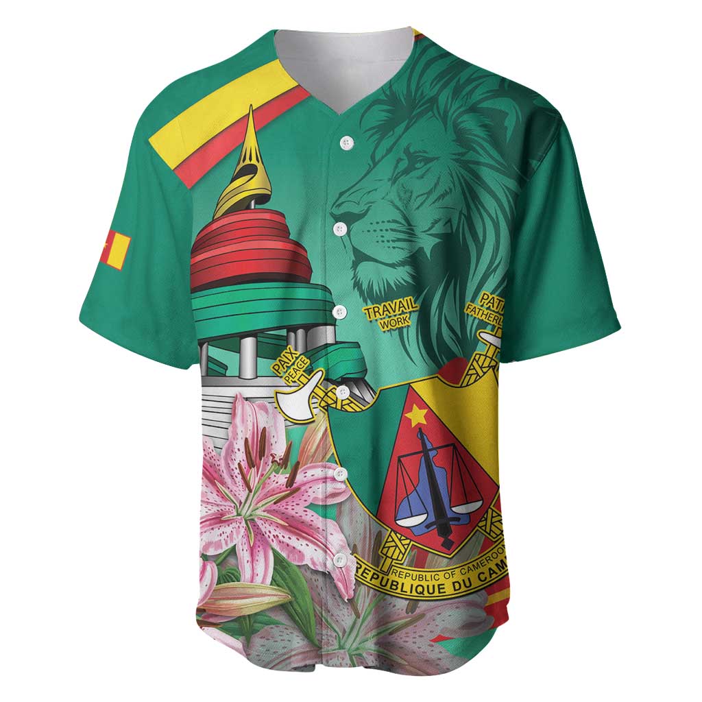 Cameroon National Day Baseball Jersey Cameroun Reunification Monument Lily Flowers