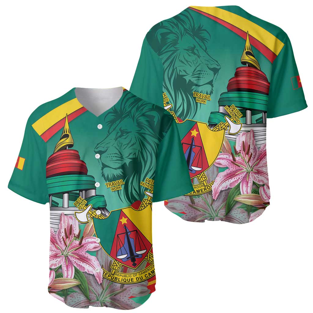 Cameroon National Day Baseball Jersey Cameroun Reunification Monument Lily Flowers