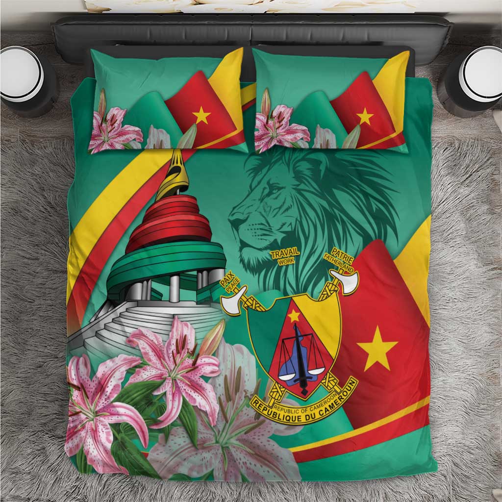 Cameroon National Day Bedding Set Cameroun Reunification Monument Lily Flowers