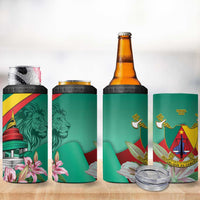 Cameroon National Day 4 in 1 Can Cooler Tumbler Cameroun Reunification Monument Lily Flowers