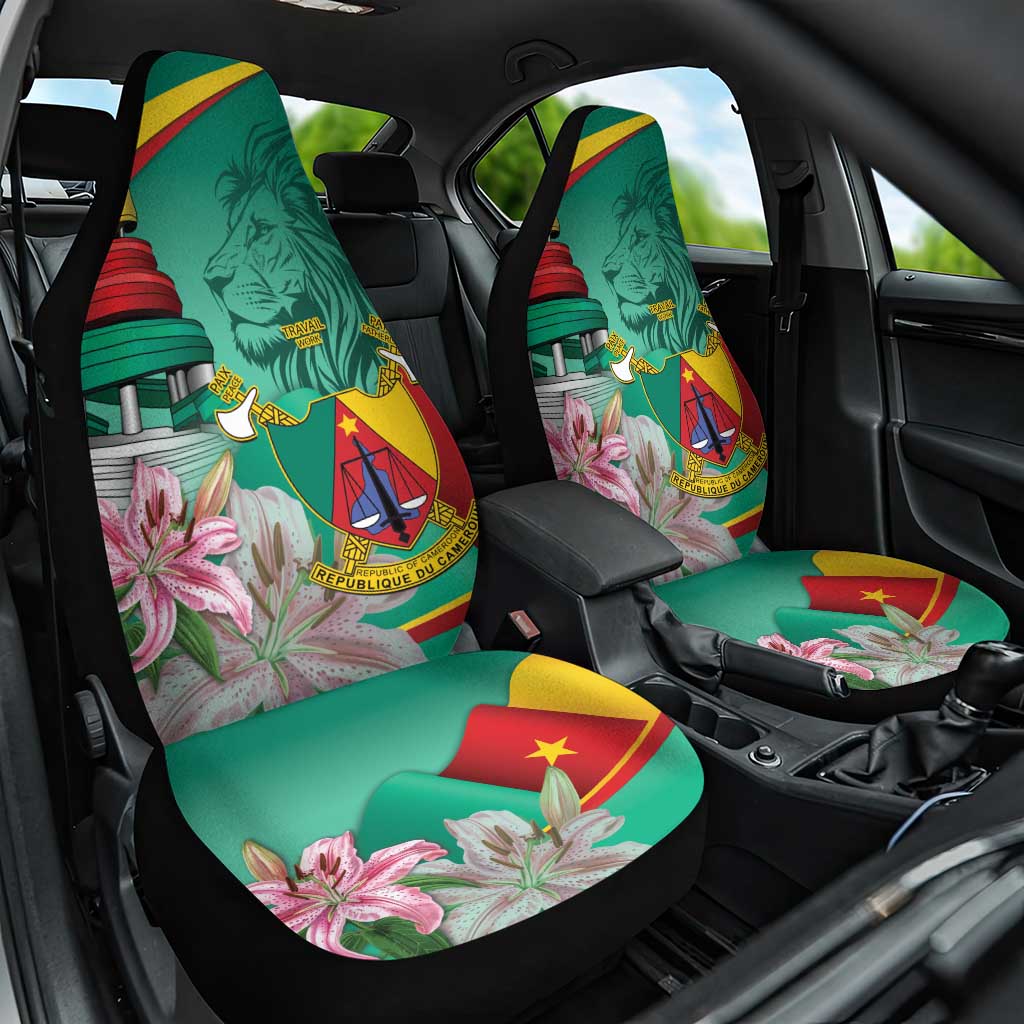 Cameroon National Day Car Seat Cover Cameroun Reunification Monument Lily Flowers