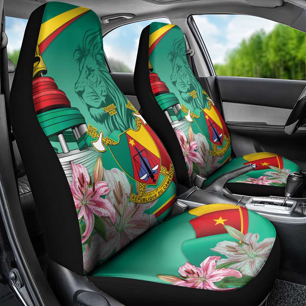 Cameroon National Day Car Seat Cover Cameroun Reunification Monument Lily Flowers