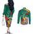 Cameroon National Day Couples Matching Off The Shoulder Long Sleeve Dress and Long Sleeve Button Shirt Cameroun Reunification Monument Lily Flowers