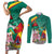 Cameroon National Day Couples Matching Short Sleeve Bodycon Dress and Long Sleeve Button Shirt Cameroun Reunification Monument Lily Flowers