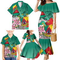 Cameroon National Day Family Matching Mermaid Dress and Hawaiian Shirt Cameroun Reunification Monument Lily Flowers