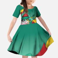 Cameroon National Day Family Matching Off Shoulder Maxi Dress and Hawaiian Shirt Cameroun Reunification Monument Lily Flowers