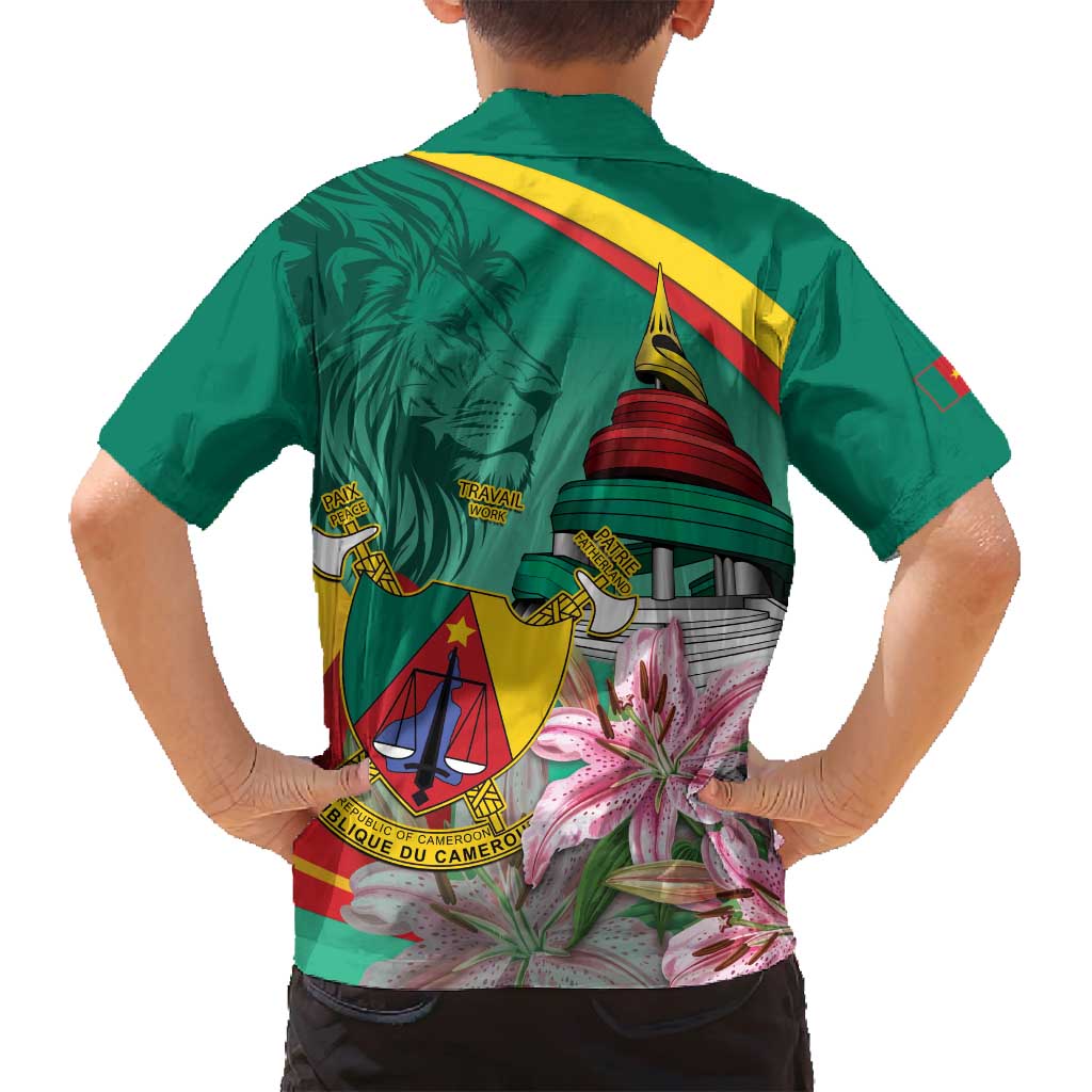 Cameroon National Day Family Matching Puletasi and Hawaiian Shirt Cameroun Reunification Monument Lily Flowers