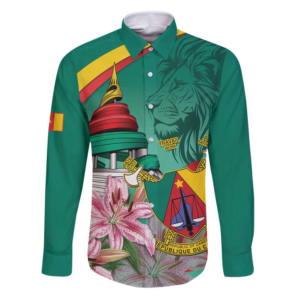 Cameroon National Day Family Matching Puletasi and Hawaiian Shirt Cameroun Reunification Monument Lily Flowers