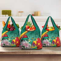 Cameroon National Day Grocery Bag Cameroun Reunification Monument Lily Flowers