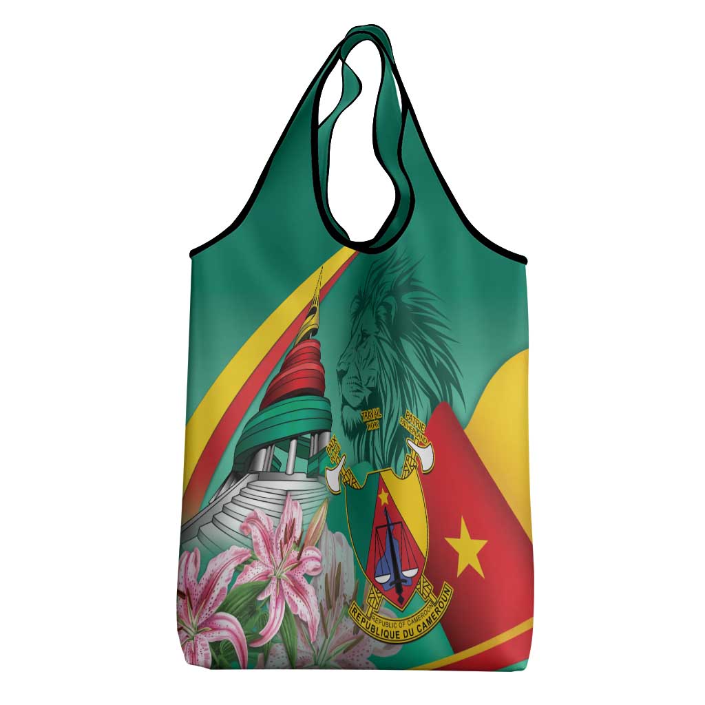 Cameroon National Day Grocery Bag Cameroun Reunification Monument Lily Flowers