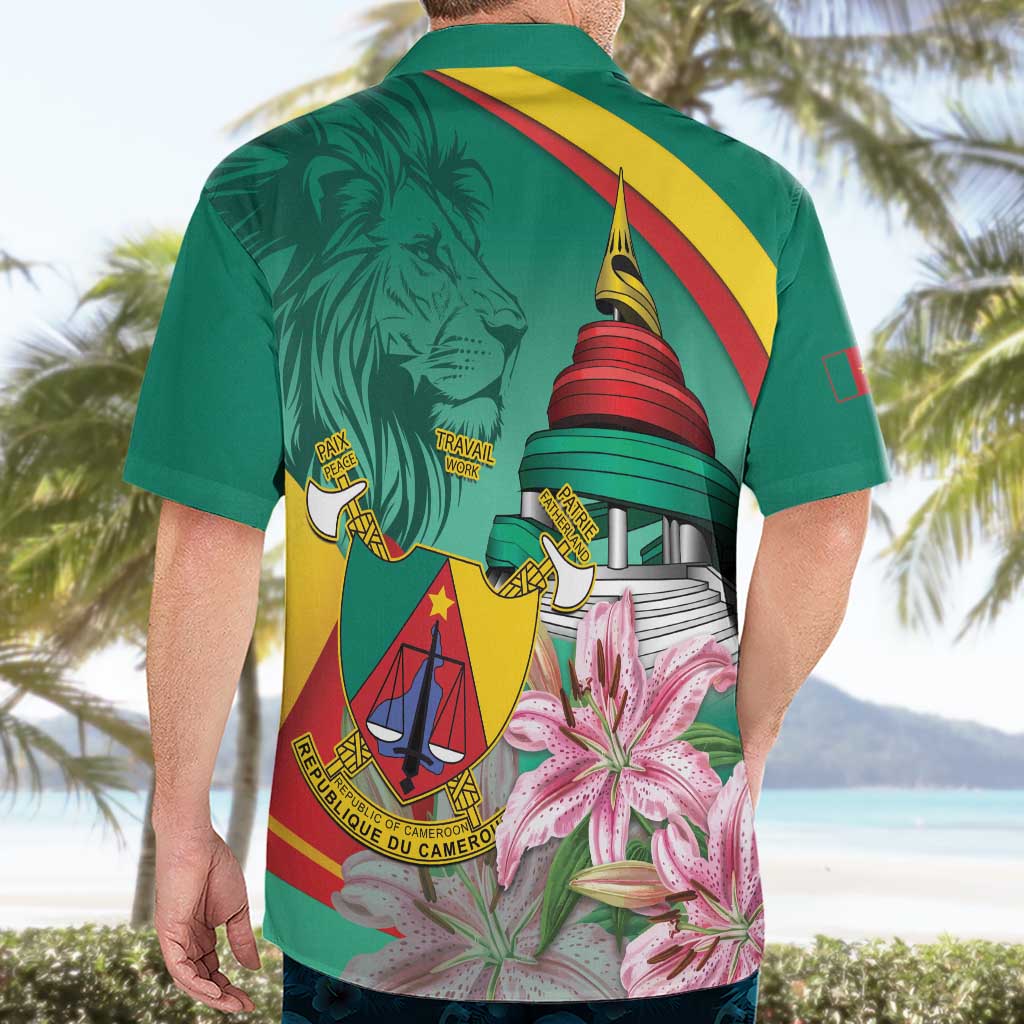 Cameroon National Day Hawaiian Shirt Cameroun Reunification Monument Lily Flowers