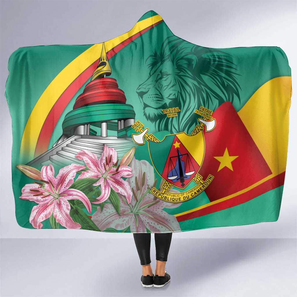 Cameroon National Day Hooded Blanket Cameroun Reunification Monument Lily Flowers