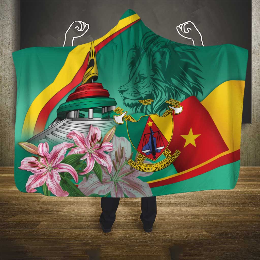 Cameroon National Day Hooded Blanket Cameroun Reunification Monument Lily Flowers