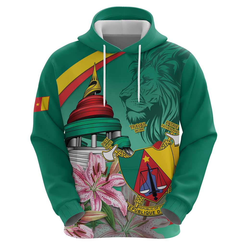 Cameroon National Day Hoodie Cameroun Reunification Monument Lily Flowers