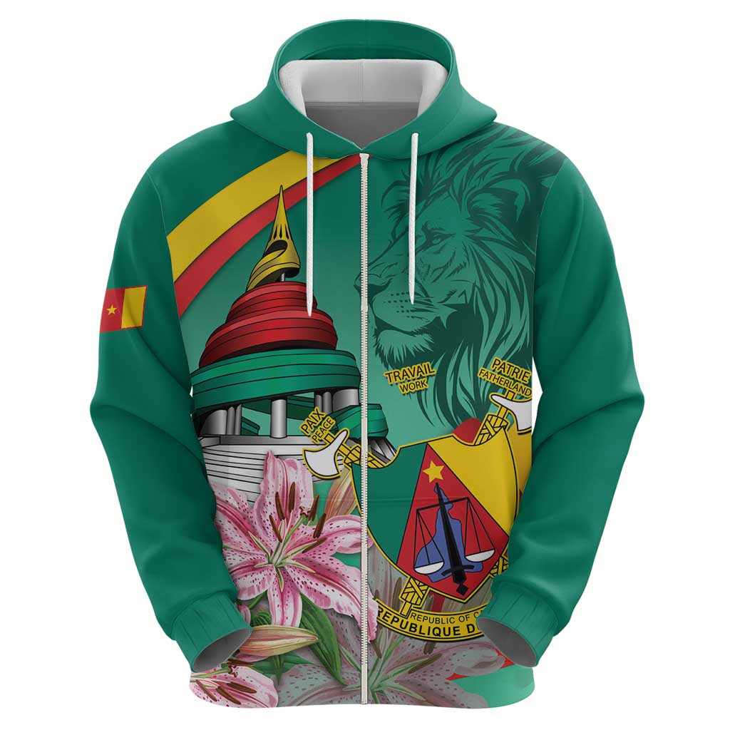Cameroon National Day Hoodie Cameroun Reunification Monument Lily Flowers