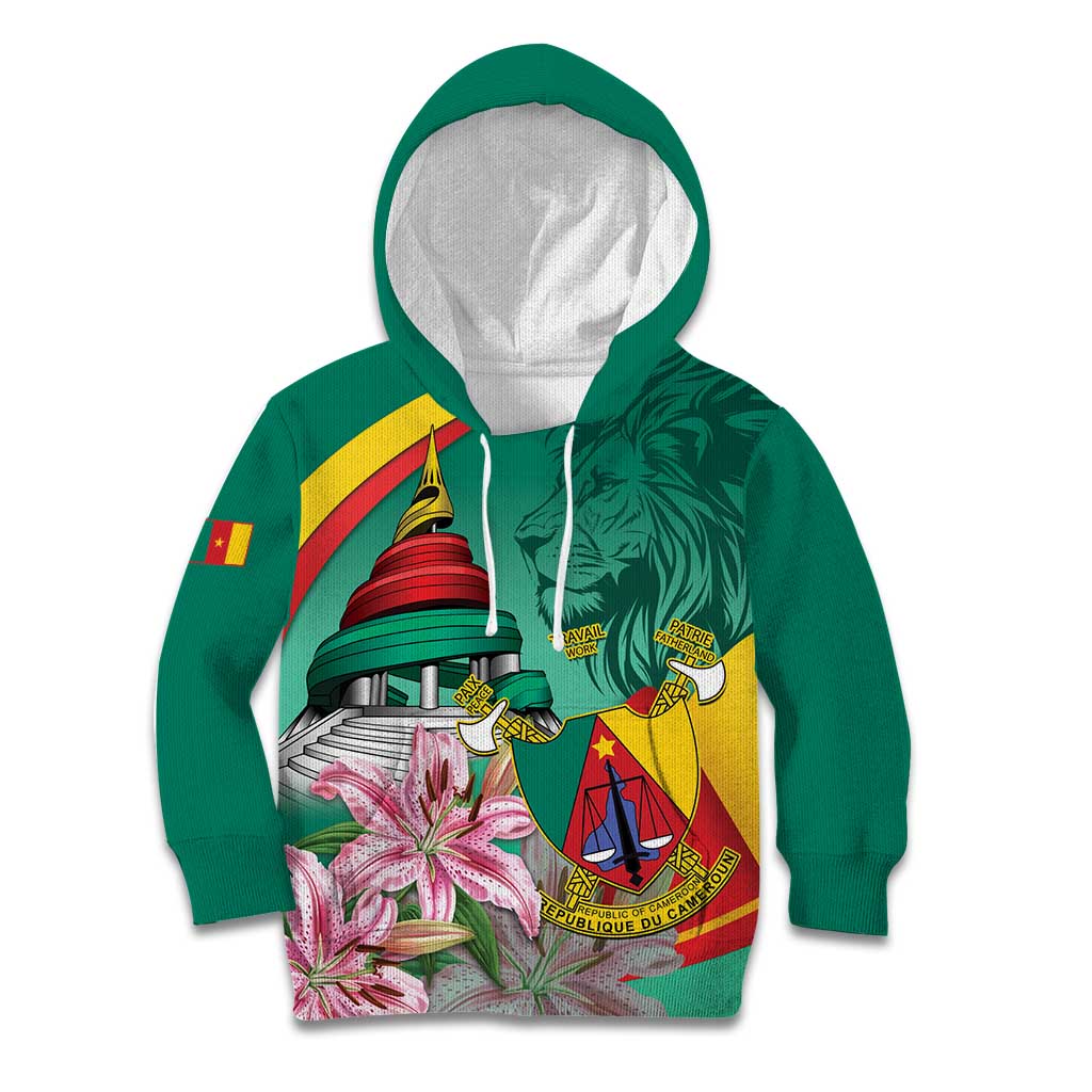 Cameroon National Day Kid Hoodie Cameroun Reunification Monument Lily Flowers