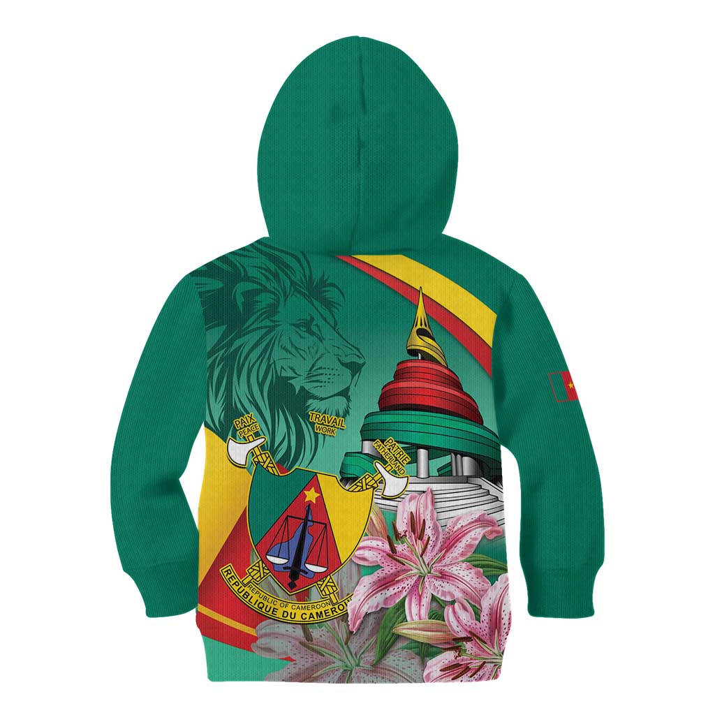 Cameroon National Day Kid Hoodie Cameroun Reunification Monument Lily Flowers