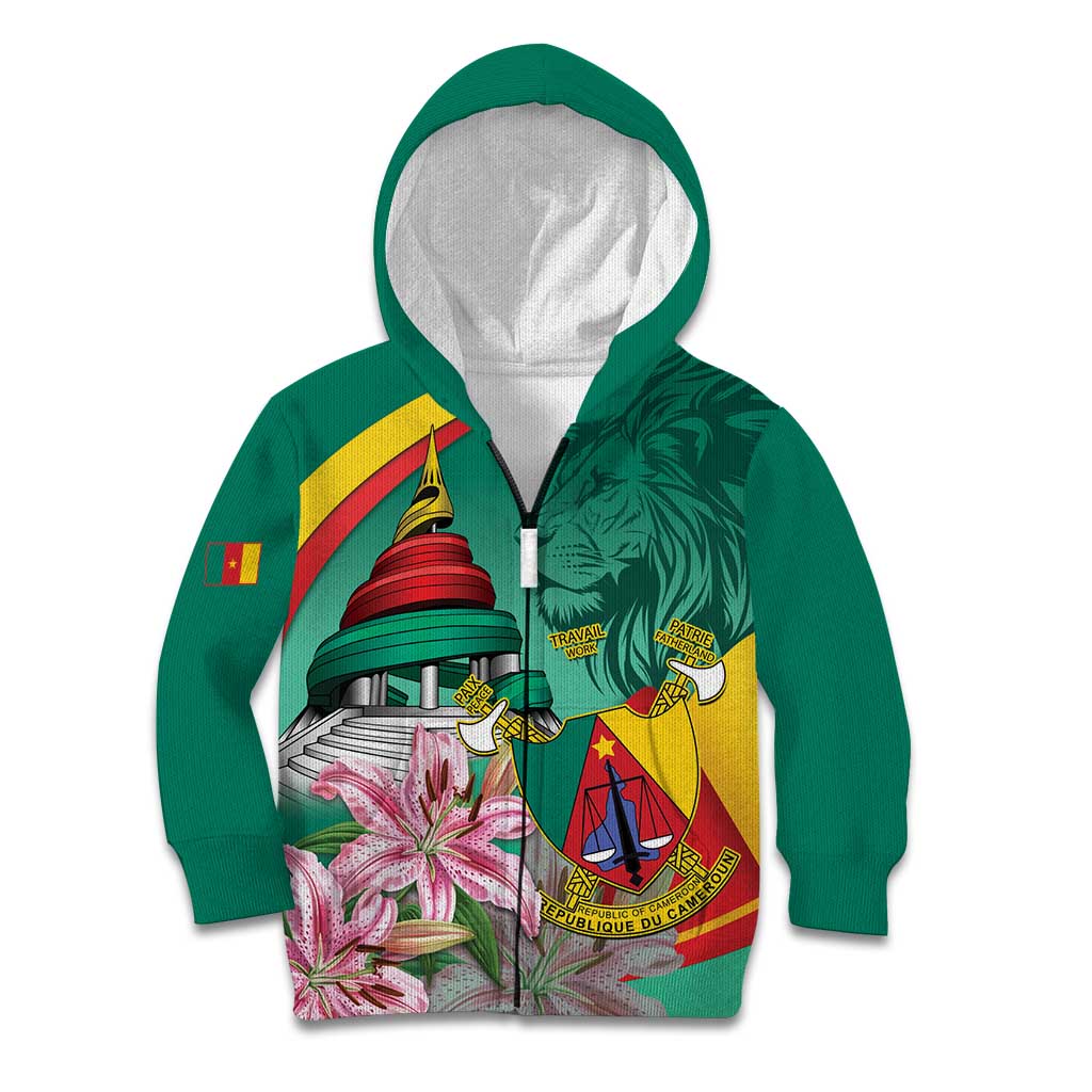 Cameroon National Day Kid Hoodie Cameroun Reunification Monument Lily Flowers
