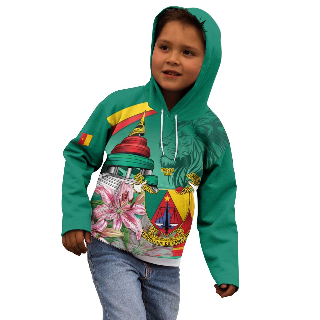 Cameroon National Day Kid Hoodie Cameroun Reunification Monument Lily Flowers