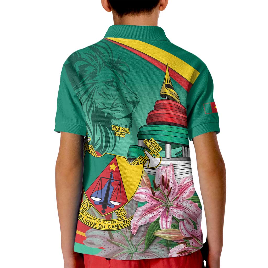 Cameroon National Day Kid Polo Shirt Cameroun Reunification Monument Lily Flowers