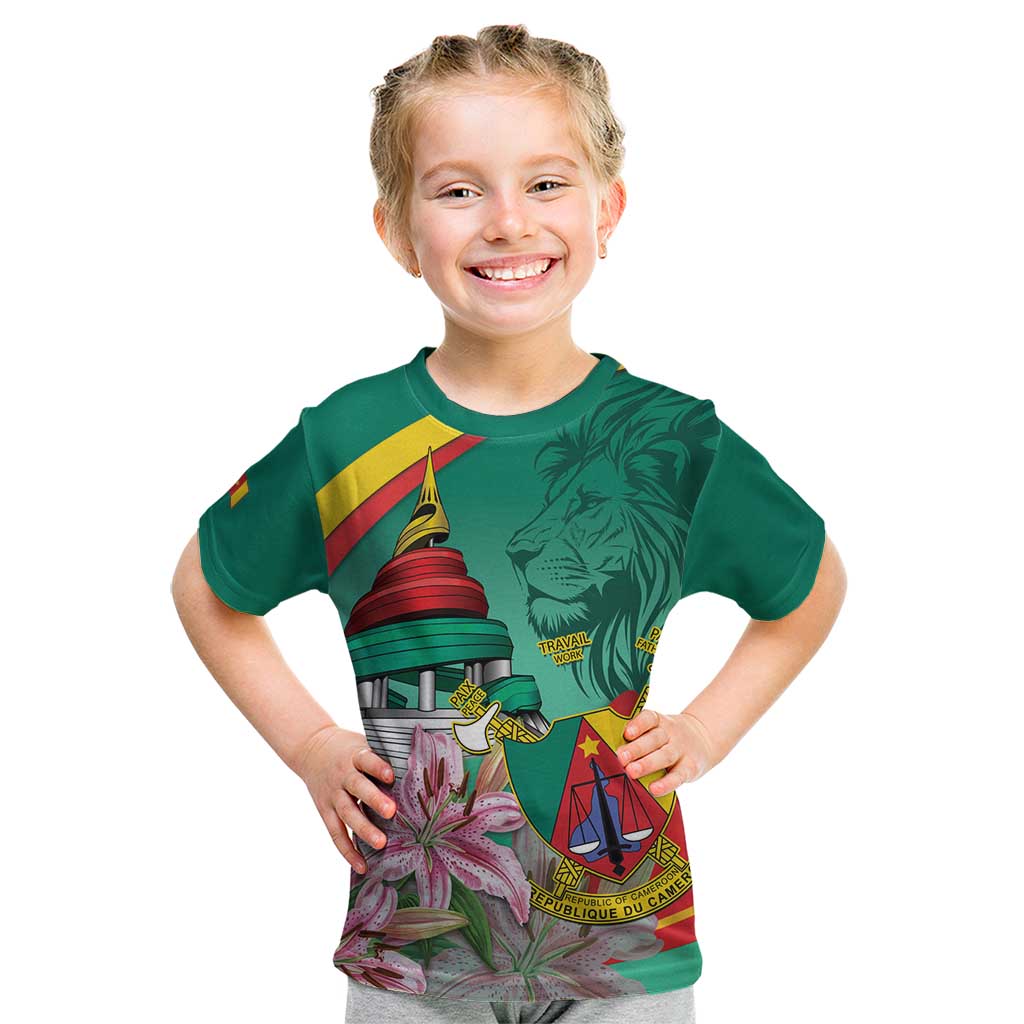 Cameroon National Day Kid T Shirt Cameroun Reunification Monument Lily Flowers