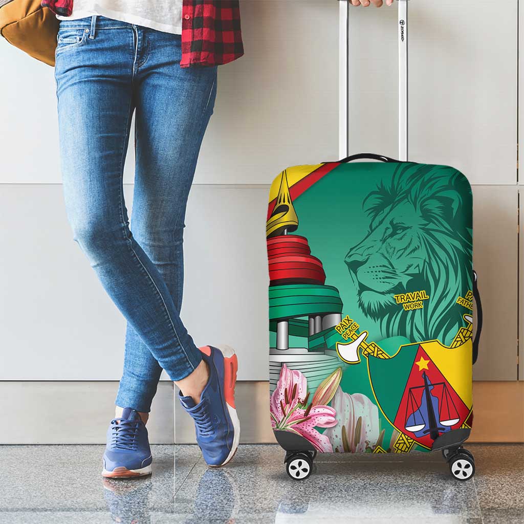 Cameroon National Day Luggage Cover Cameroun Reunification Monument Lily Flowers
