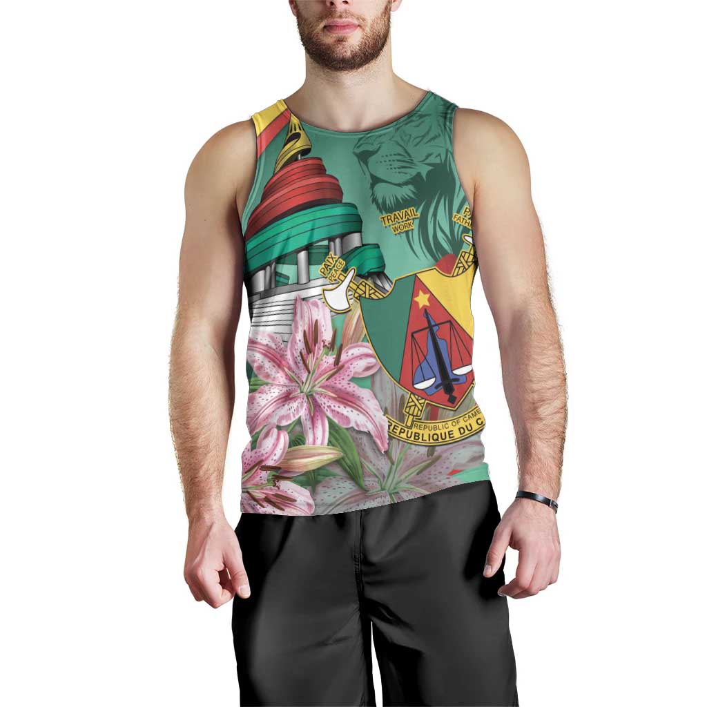 Cameroon National Day Men Tank Top Cameroun Reunification Monument Lily Flowers