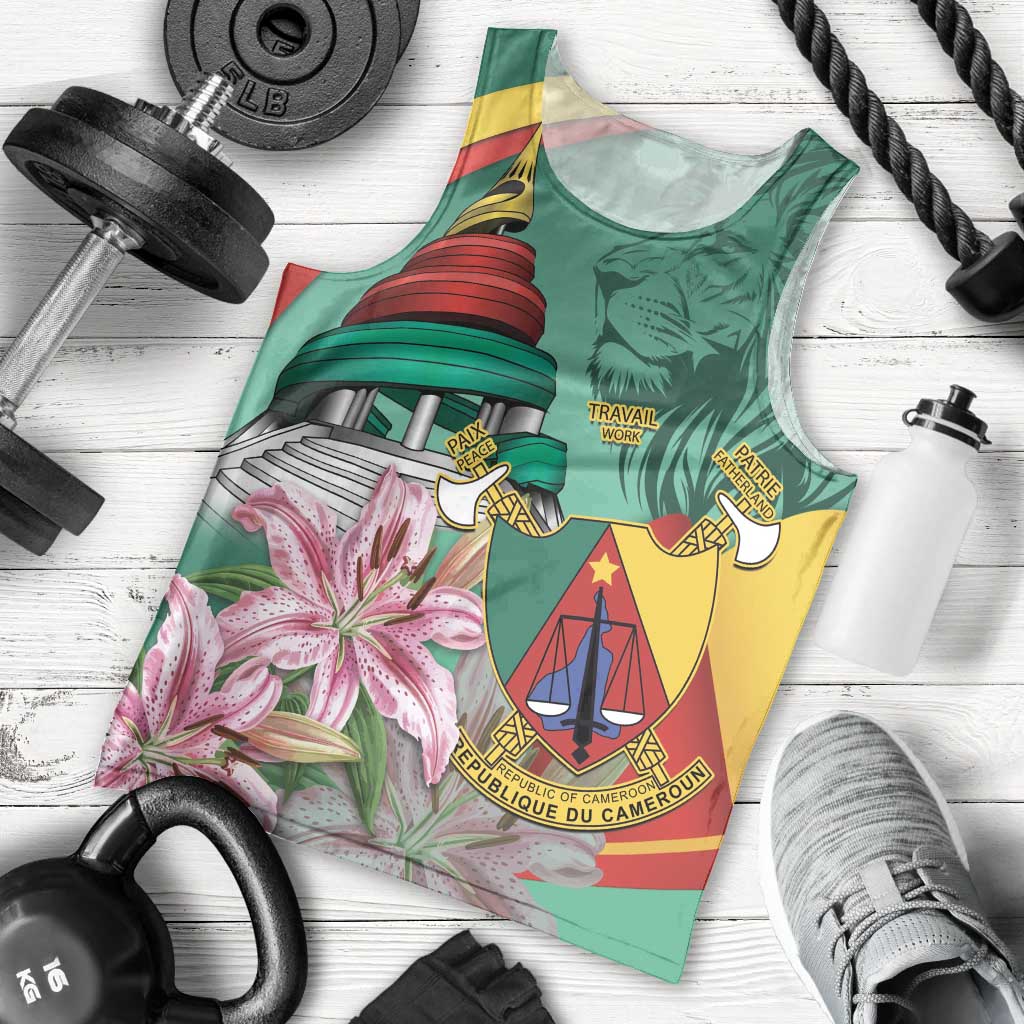 Cameroon National Day Men Tank Top Cameroun Reunification Monument Lily Flowers