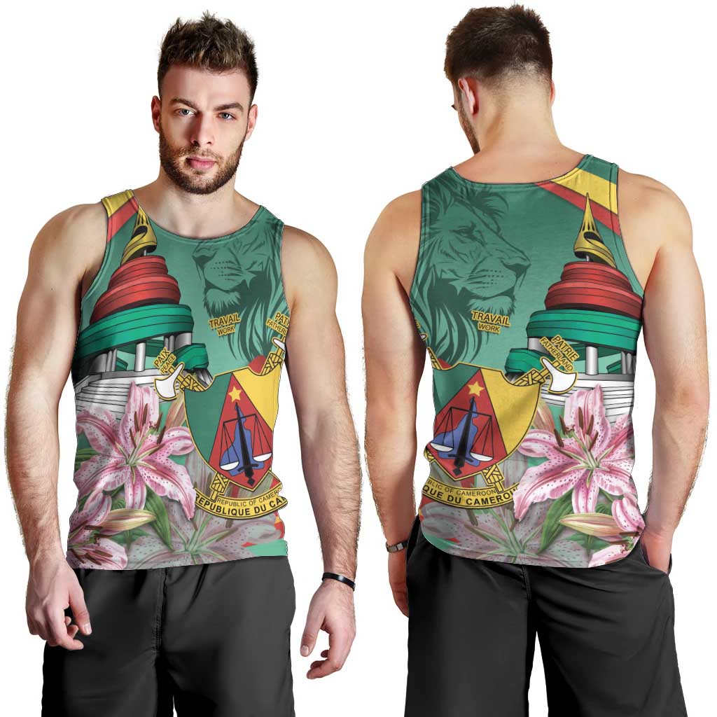 Cameroon National Day Men Tank Top Cameroun Reunification Monument Lily Flowers
