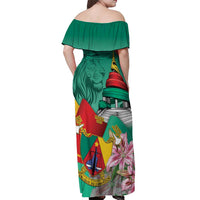 Cameroon National Day Off Shoulder Maxi Dress Cameroun Reunification Monument Lily Flowers