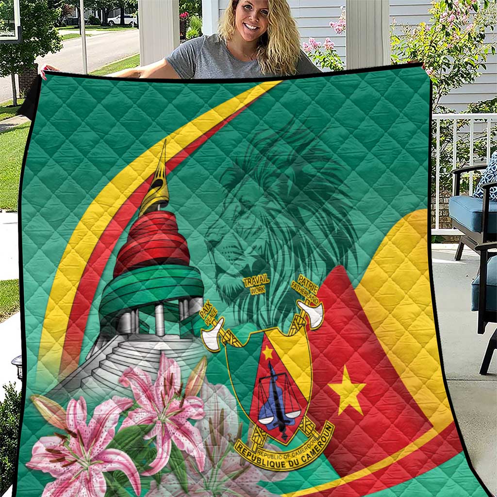 Cameroon National Day Quilt Cameroun Reunification Monument Lily Flowers