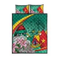 Cameroon National Day Quilt Bed Set Cameroun Reunification Monument Lily Flowers