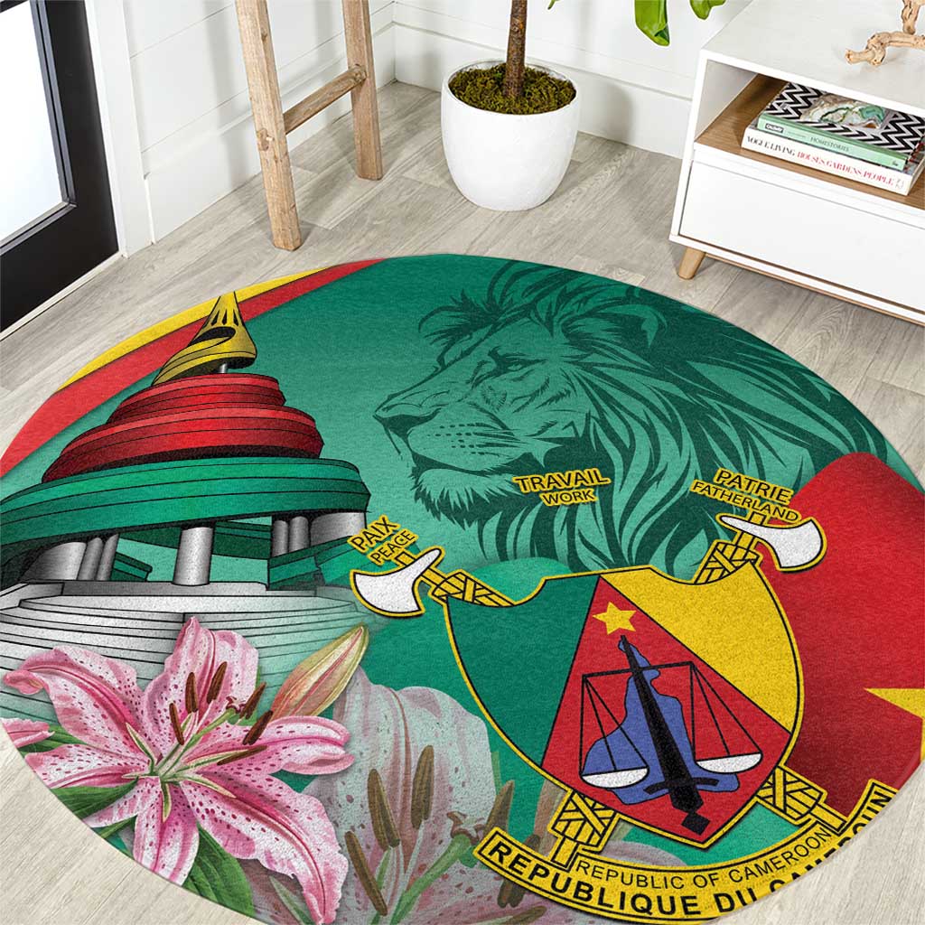 Cameroon National Day Round Carpet Cameroun Reunification Monument Lily Flowers