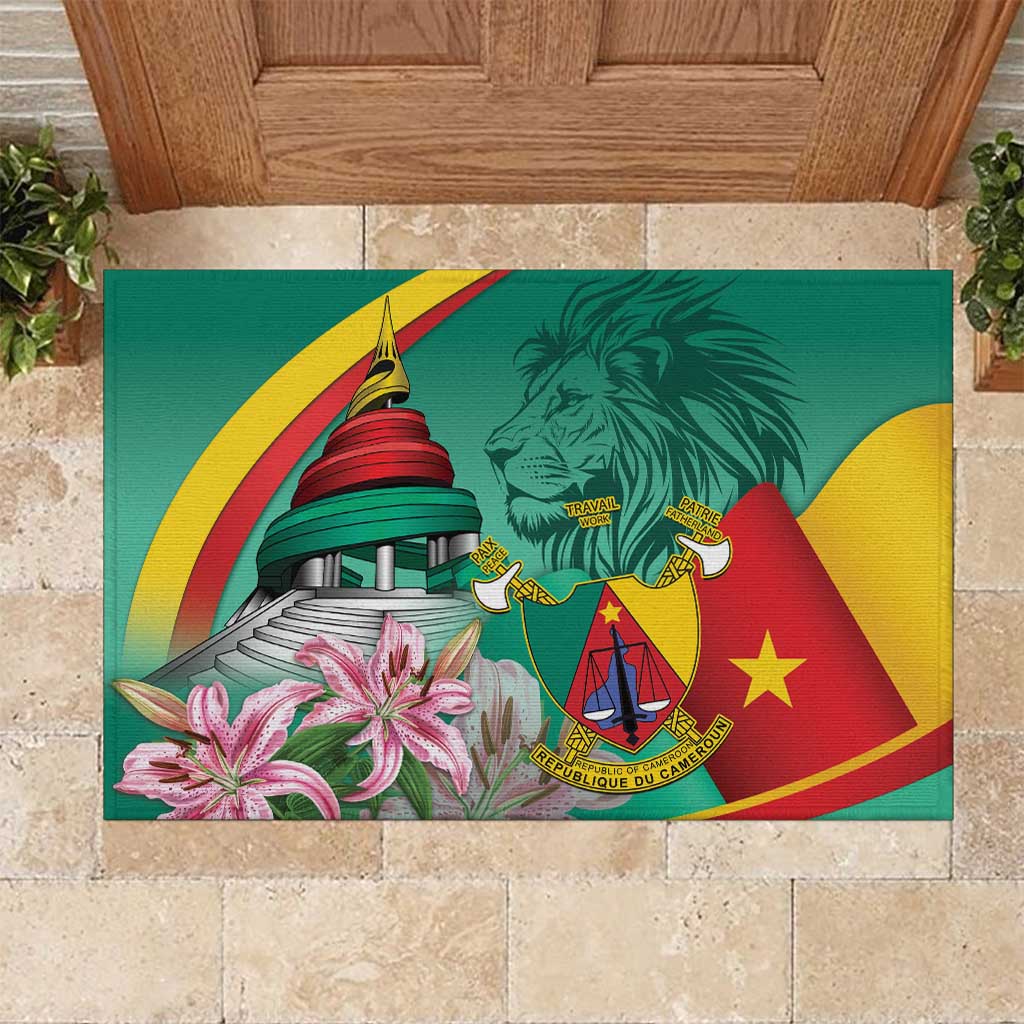 Cameroon National Day Rubber Doormat Cameroun Reunification Monument Lily Flowers