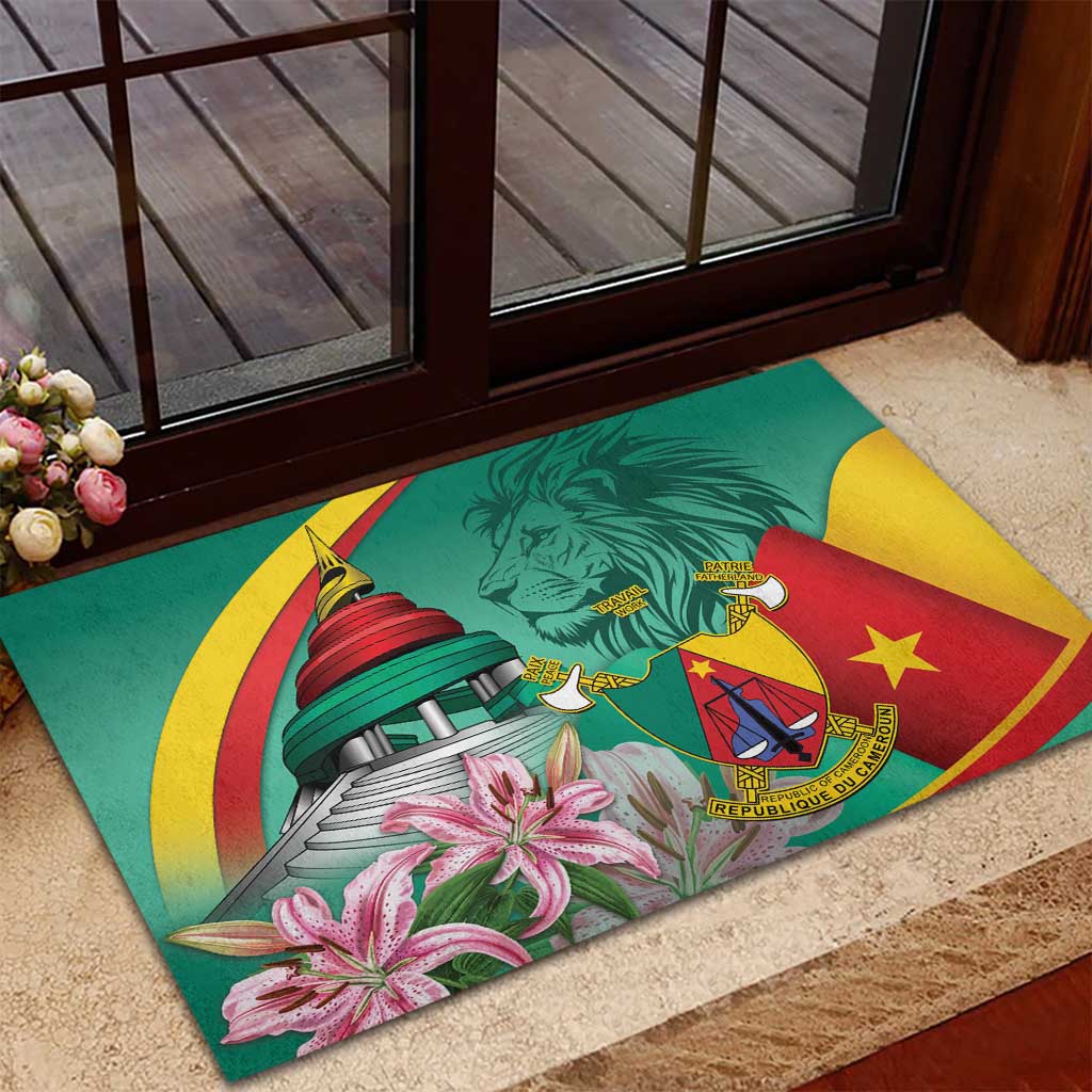 Cameroon National Day Rubber Doormat Cameroun Reunification Monument Lily Flowers
