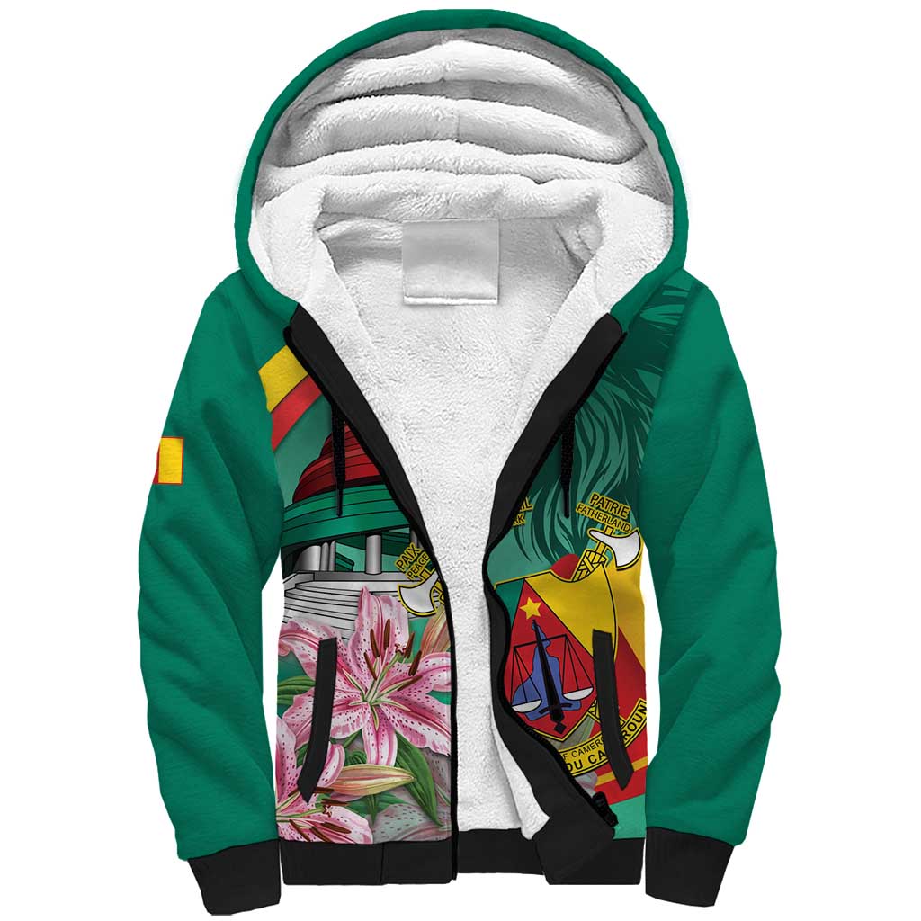 Cameroon National Day Sherpa Hoodie Cameroun Reunification Monument Lily Flowers