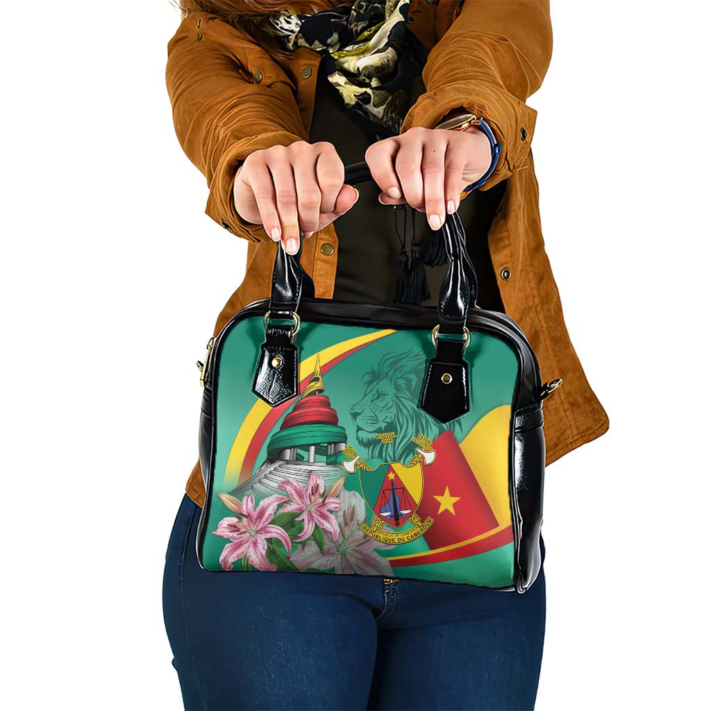 Cameroon National Day Shoulder Handbag Cameroun Reunification Monument Lily Flowers