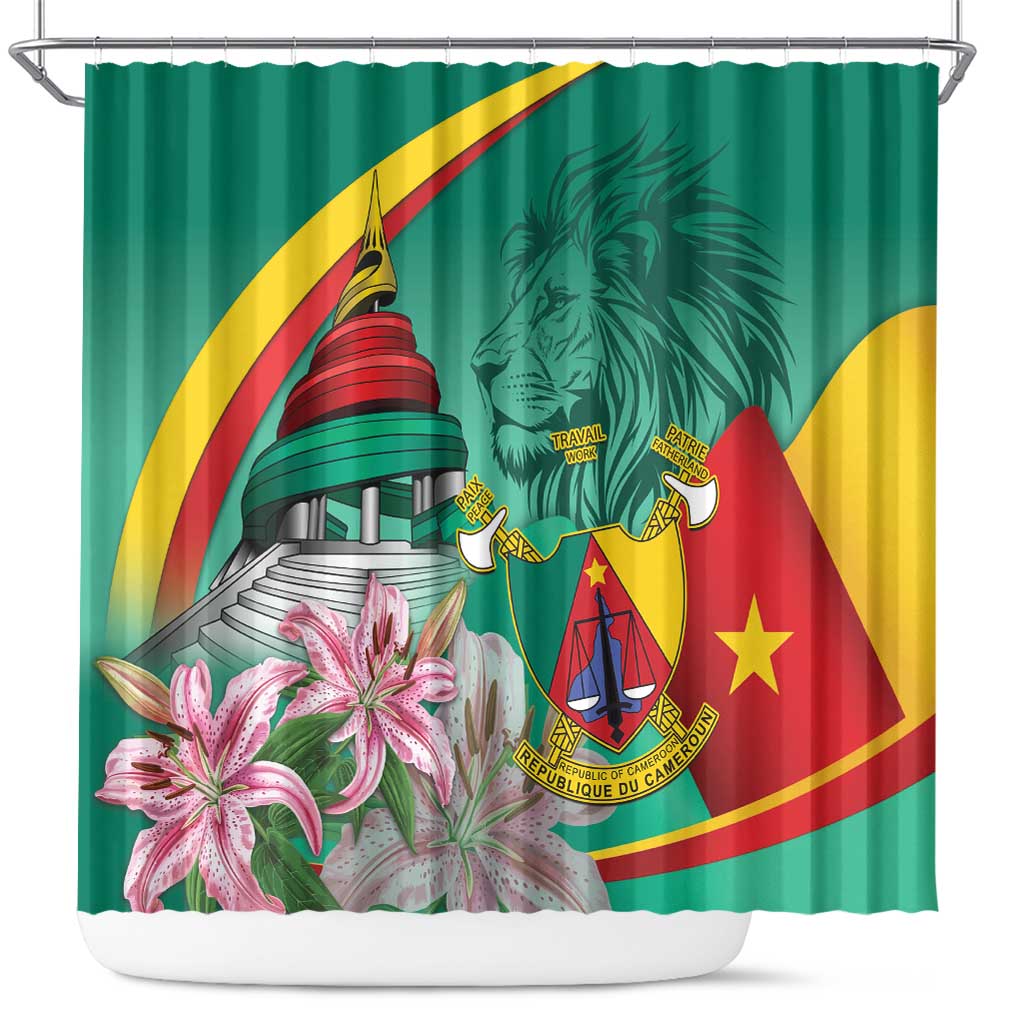 Cameroon National Day Shower Curtain Cameroun Reunification Monument Lily Flowers