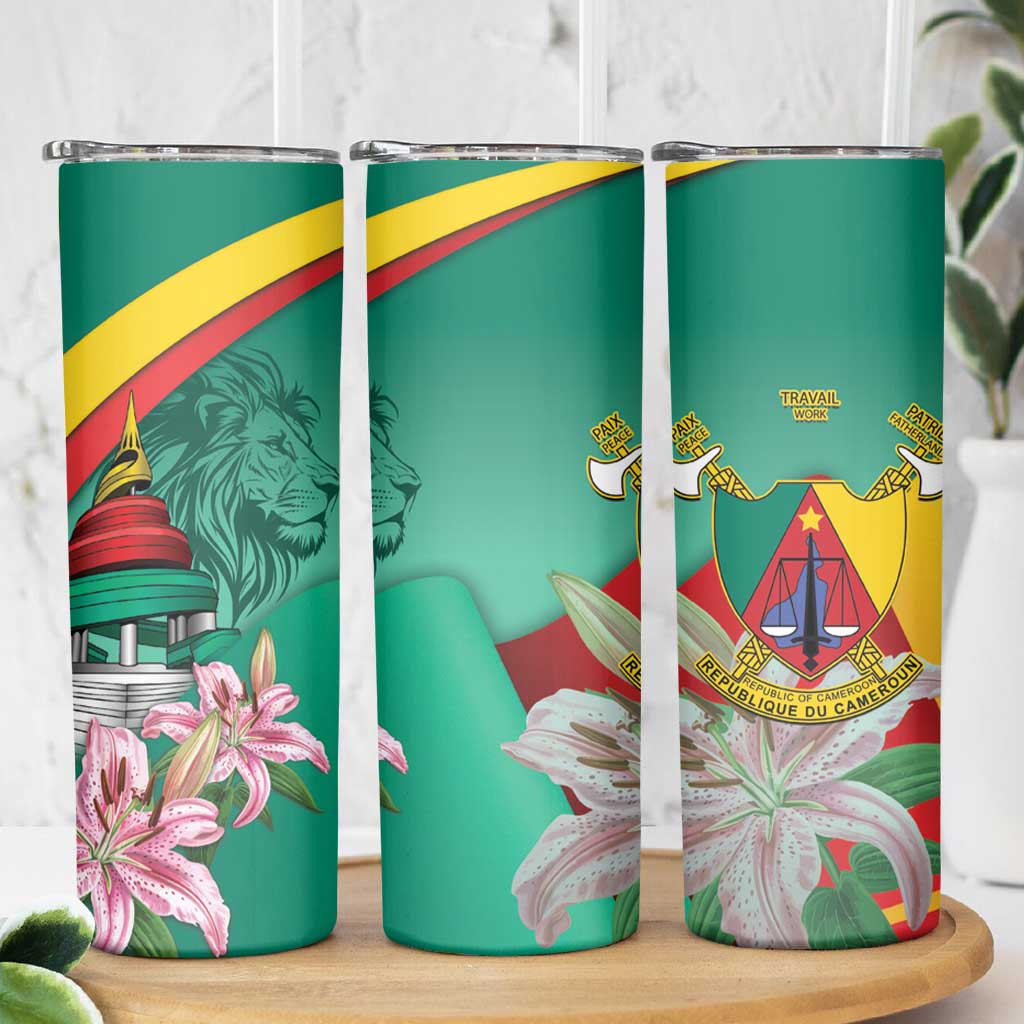 Cameroon National Day Skinny Tumbler Cameroun Reunification Monument Lily Flowers